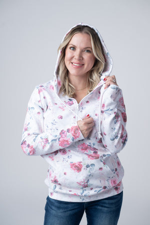 HalfZip Hoodie - Pink Bloom by Michelle Mae