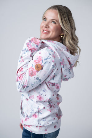 HalfZip Hoodie - Pink Bloom by Michelle Mae