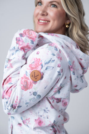 HalfZip Hoodie - Pink Bloom by Michelle Mae