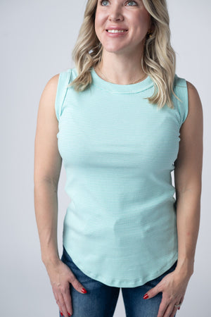 Morgan Micro Striped Tank - Turquoise by Michelle Mae