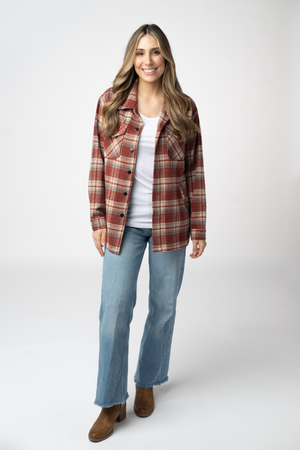 PREBOOK Norah Shacket - Brick Plaid