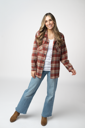 PREBOOK Norah Shacket - Brick Plaid