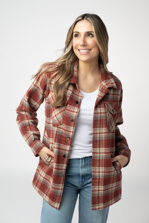PREBOOK Norah Shacket - Brick Plaid