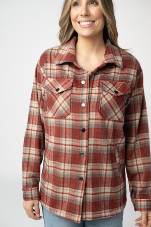 PREBOOK Norah Shacket - Brick Plaid
