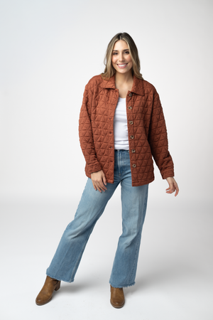 PREBOOK Geometric Button Down Jacket - Rust