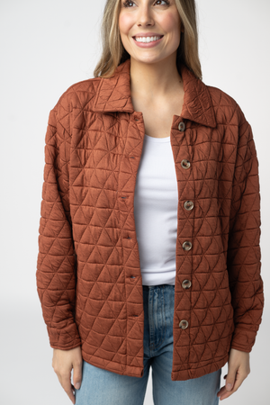 PREBOOK Geometric Button Down Jacket - Rust