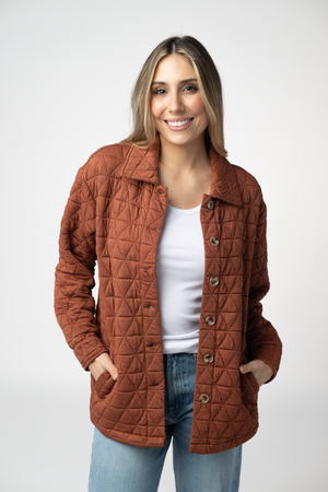 PREBOOK Geometric Button Down Jacket - Rust