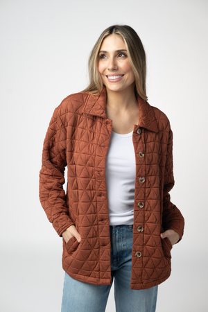 PREBOOK Geometric Button Down Jacket - Rust