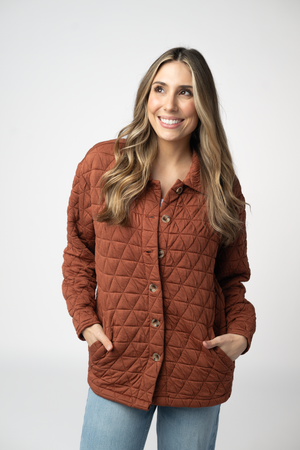 PREBOOK Geometric Button Down Jacket - Rust