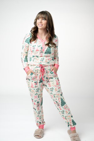 PREBOOK Cozy Pajama Set - Pink Pine Noel