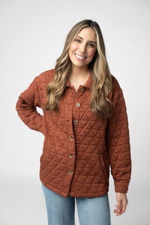 PREBOOK Geometric Button Down Jacket - Rust