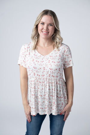 Sarah Ruffle Short Sleeve - Micro Pink Floral by Michelle Mae