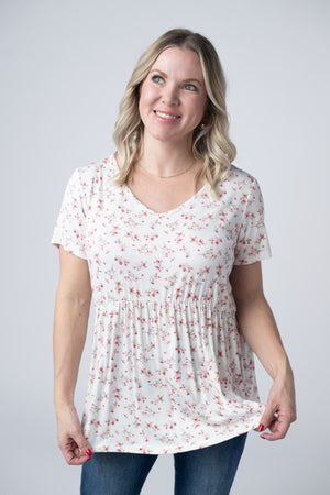 Sarah Ruffle Short Sleeve - Micro Pink Floral by Michelle Mae