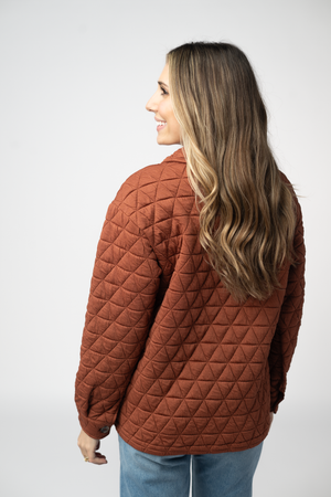 PREBOOK Geometric Button Down Jacket - Rust