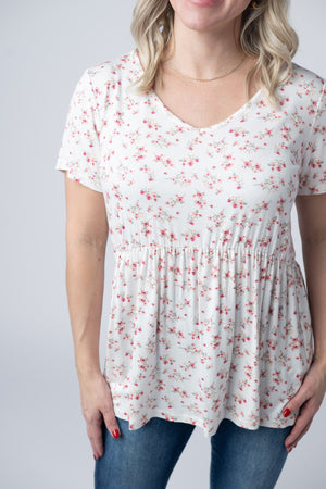 Sarah Ruffle Short Sleeve - Micro Pink Floral by Michelle Mae