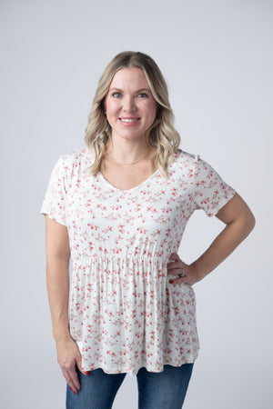 Sarah Ruffle Short Sleeve - Micro Pink Floral by Michelle Mae