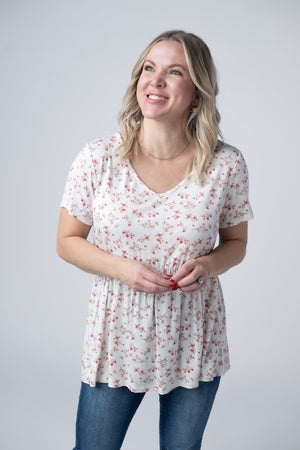 Sarah Ruffle Short Sleeve - Micro Pink Floral by Michelle Mae