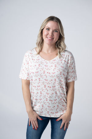 Chloe Cozy Tee - Micro Pink Floral by Michelle Mae