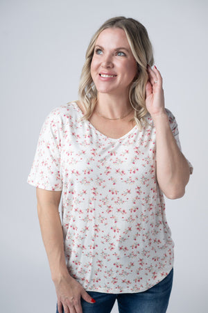 Chloe Cozy Tee - Micro Pink Floral by Michelle Mae