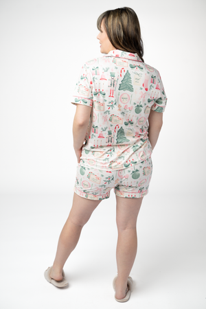 PREBOOK Brooke Top and Shorts Pajama Set - Pink Pine Noel