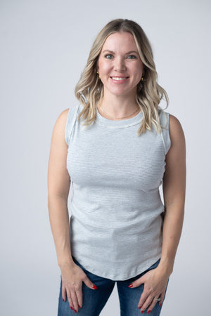 Morgan Micro Striped Tank - Grey by Michelle Mae
