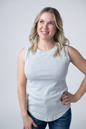 Morgan Micro Striped Tank - Grey by Michelle Mae