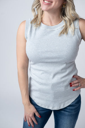 Morgan Micro Striped Tank - Grey by Michelle Mae