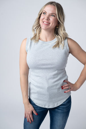 Morgan Micro Striped Tank - Grey by Michelle Mae