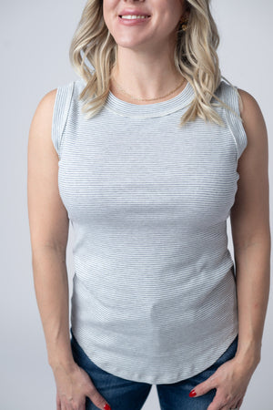 Morgan Micro Striped Tank - Grey by Michelle Mae