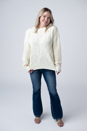 Jasmine Open Knit Sweater - Ivory by Michelle Mae