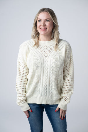 Jasmine Open Knit Sweater - Ivory by Michelle Mae
