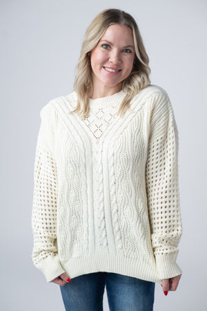 Jasmine Open Knit Sweater - Ivory by Michelle Mae