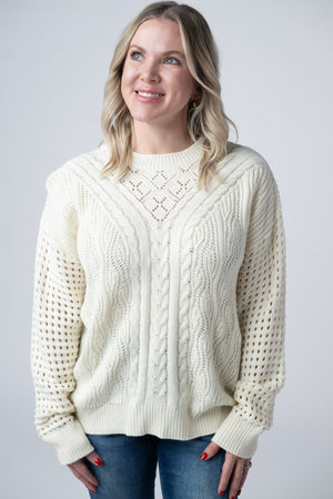 Jasmine Open Knit Sweater - Ivory by Michelle Mae
