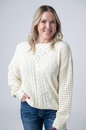 Jasmine Open Knit Sweater - Ivory by Michelle Mae