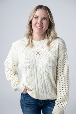 Jasmine Open Knit Sweater - Ivory by Michelle Mae