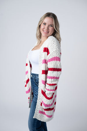 Valentine's Stripe Cardigan by Michelle Mae
