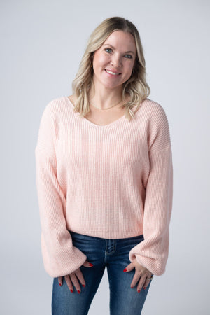 Bethany Bow Knit Sweater - Light Pink by Michelle Mae