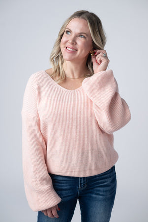 Bethany Bow Knit Sweater - Light Pink by Michelle Mae