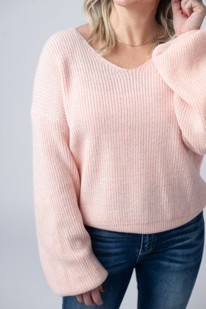 Bethany Bow Knit Sweater - Light Pink by Michelle Mae