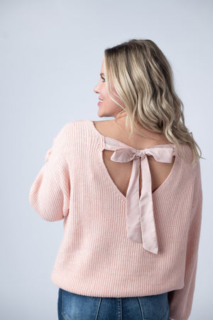Bethany Bow Knit Sweater - Light Pink by Michelle Mae