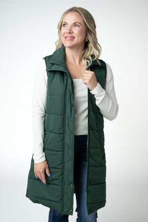 PREBOOK Harlow Long Vest - Evergreen