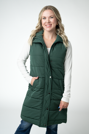 PREBOOK Harlow Long Vest - Evergreen