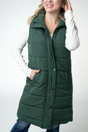 PREBOOK Harlow Long Vest - Evergreen