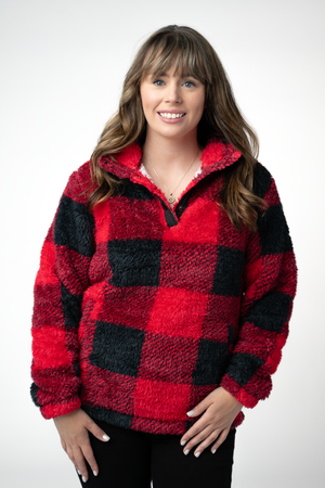 PREBOOK Sherpa Snap Pullover - Buffalo Plaid