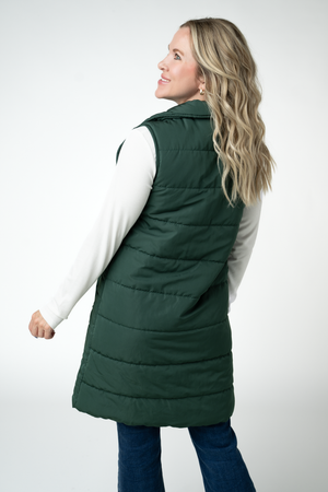 PREBOOK Harlow Long Vest - Evergreen