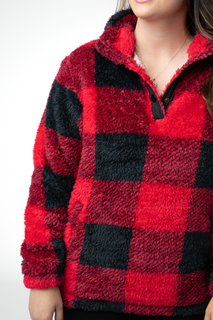 PREBOOK Sherpa Snap Pullover - Buffalo Plaid