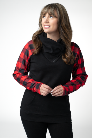 PREBOOK Zoey ZipCowl - Black and Buffalo Plaid