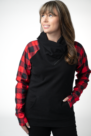 PREBOOK Zoey ZipCowl - Black and Buffalo Plaid