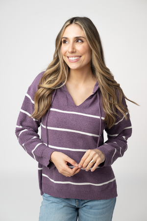 Maddie Striped Hoodie - Purple by Michelle Mae