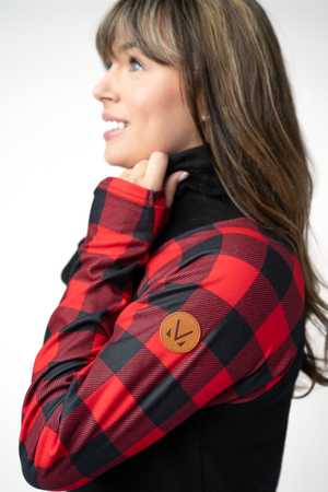 PREBOOK Zoey ZipCowl - Black and Buffalo Plaid